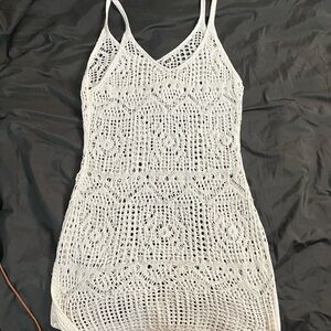white swimsuit cover dress